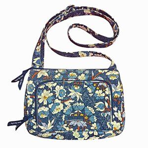 Vera Bradley Bag Blue Floral Burst Quilted Retired Crossbody‎ Window Slots Lotus